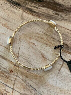 Dyrberg/Kern Dolkar white jade bracelet boho twisted metal design sz 2